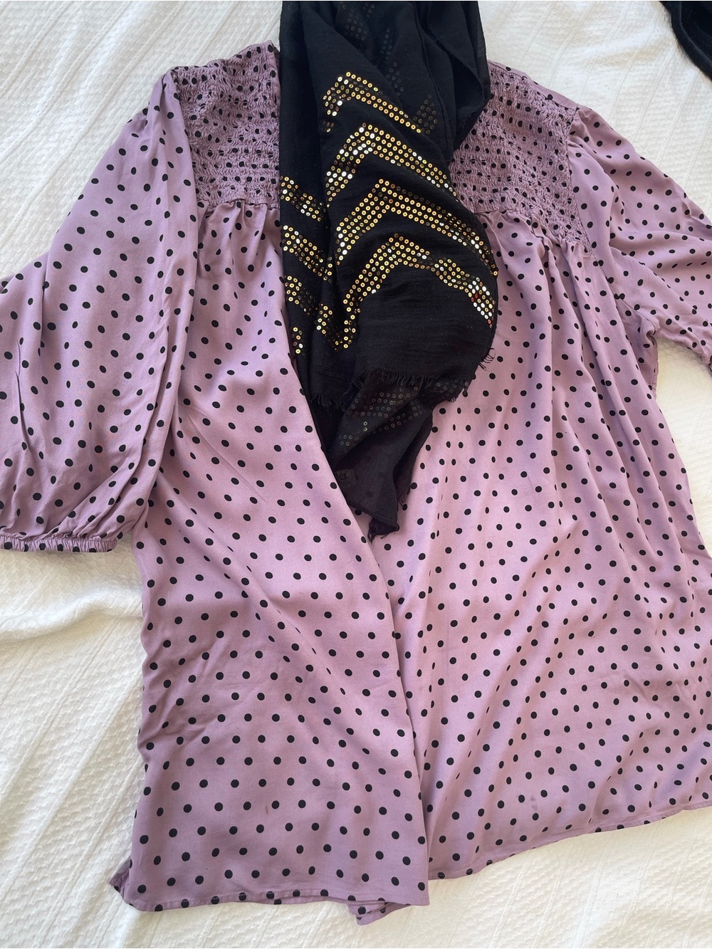 Croft and Barrow 3X Lavender Polka Dot Women's Blouse tunic